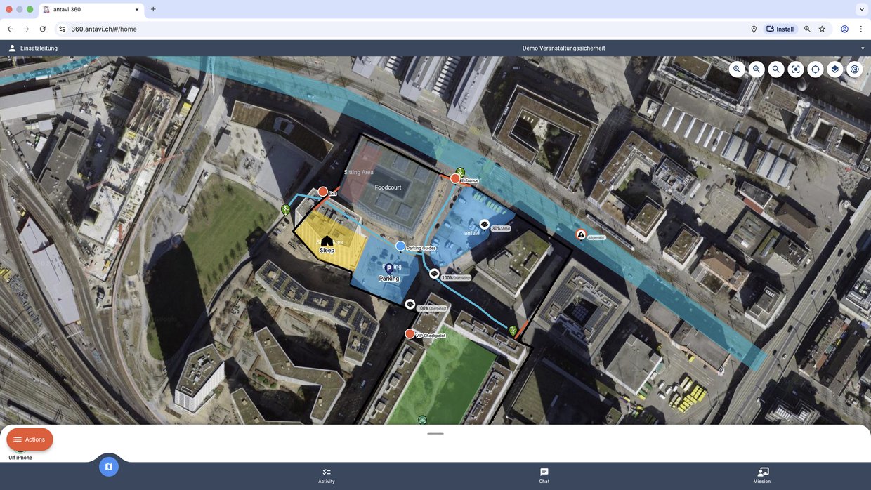 antavi 360° im Browser — Lagekarte und Auswertung