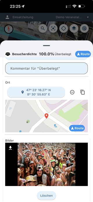 antavi 360° auf dem iPhone — Live-Lage und Besucherdichte